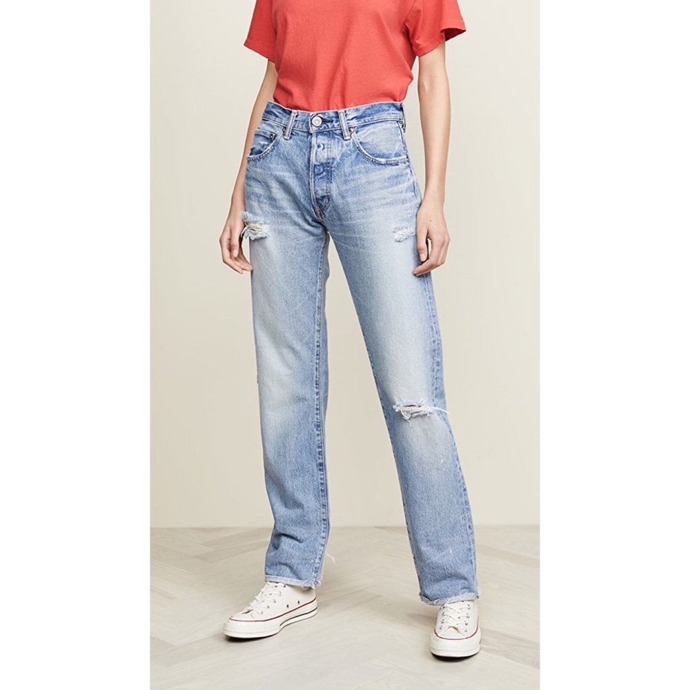 Moussy Vintage Steele Straight Leg Jean Distressed Size 28